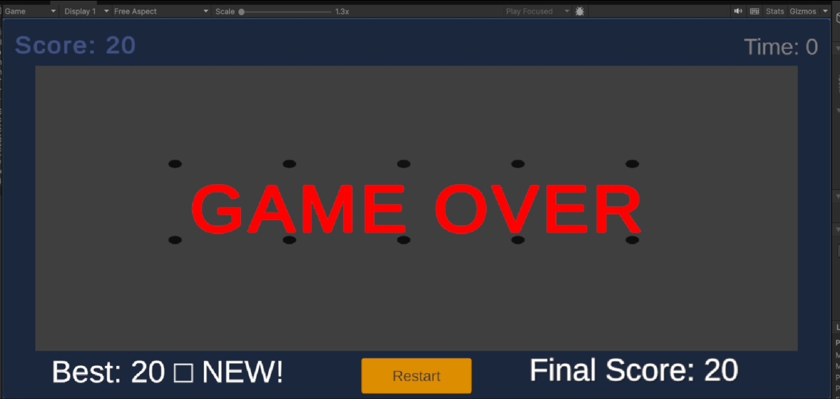 Game over, restart and High score